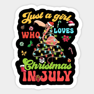 Just A Girl Who Loves Christmas In July Flamingo Sticker